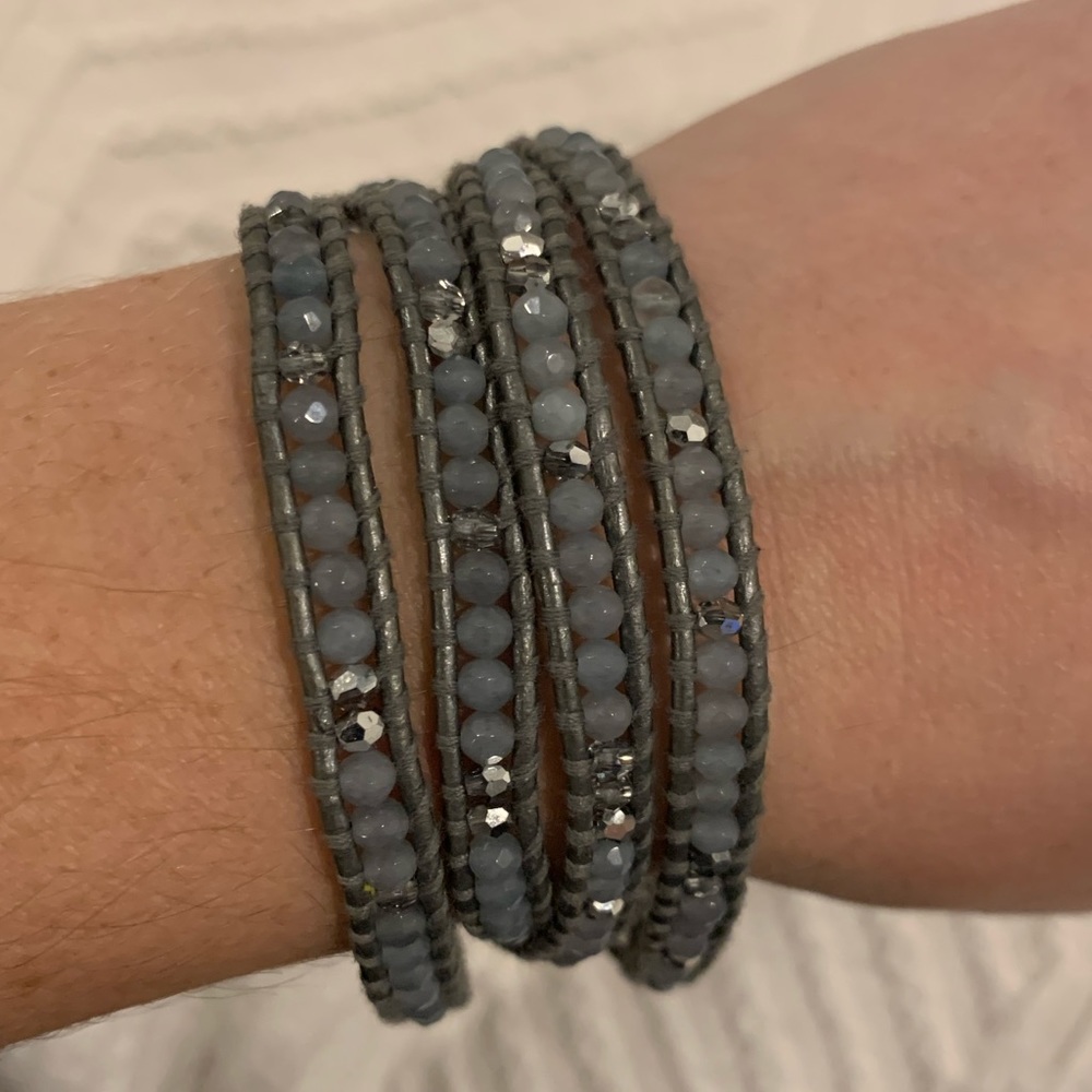 Chan Luu silver / grey wrap bracelet